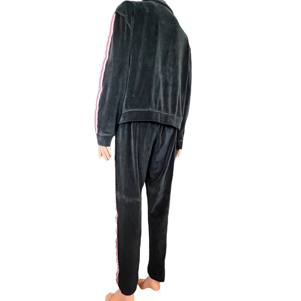 Mountain Lake Casuals Faux Velvet Velour 2 Piece Tracksuit, Black Pink | L - Picture 10 of 15